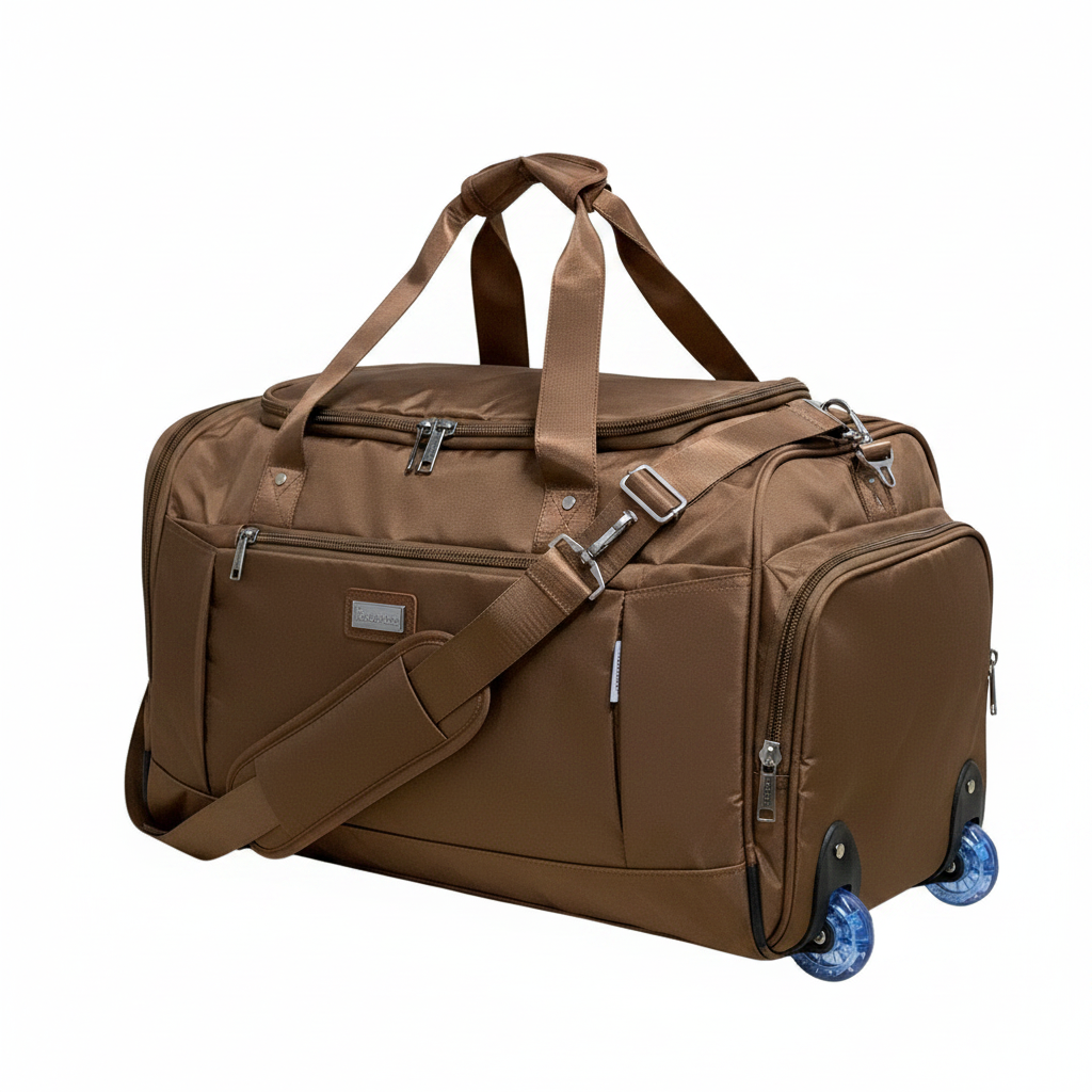 Bronze Brown Wheeled Duffle Bag
