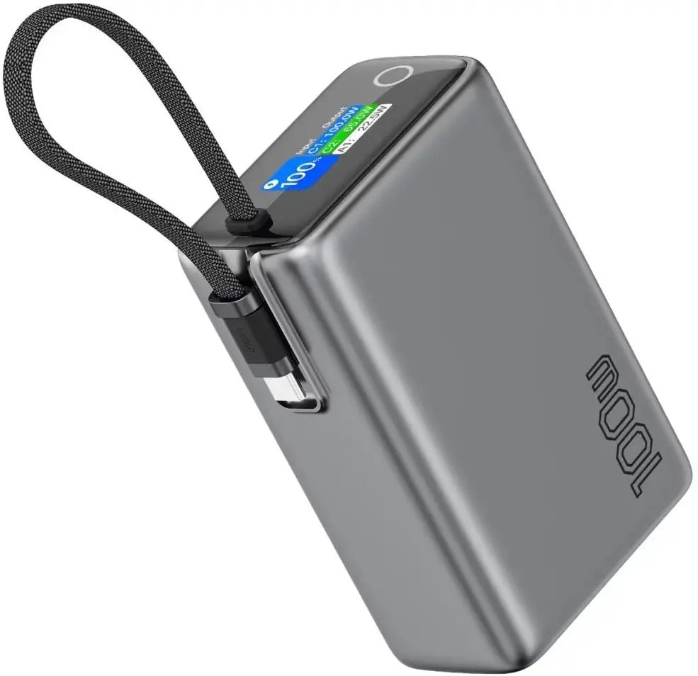 Green Lion Tron X 25,000mAh 100W Power Bank | Built-in Braided USB-C Cable & Smart TFT Display