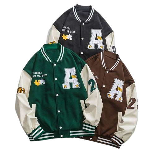 Brown Block Baseball Uniform with Single-Breasted Design and O-Neck Collar