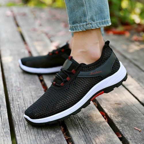Men's Slip-On Casual Shoes Breathable Lace-Up Canvas Shoes Low Top Black
