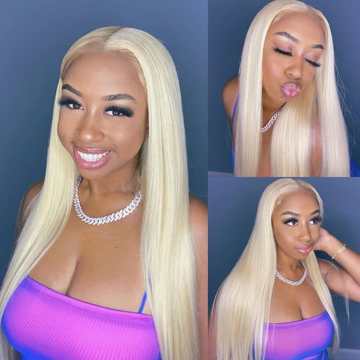 613 Blonde Malaysian Silky Straight 13x4 HD Lace Front Virgin Human Hair Wig