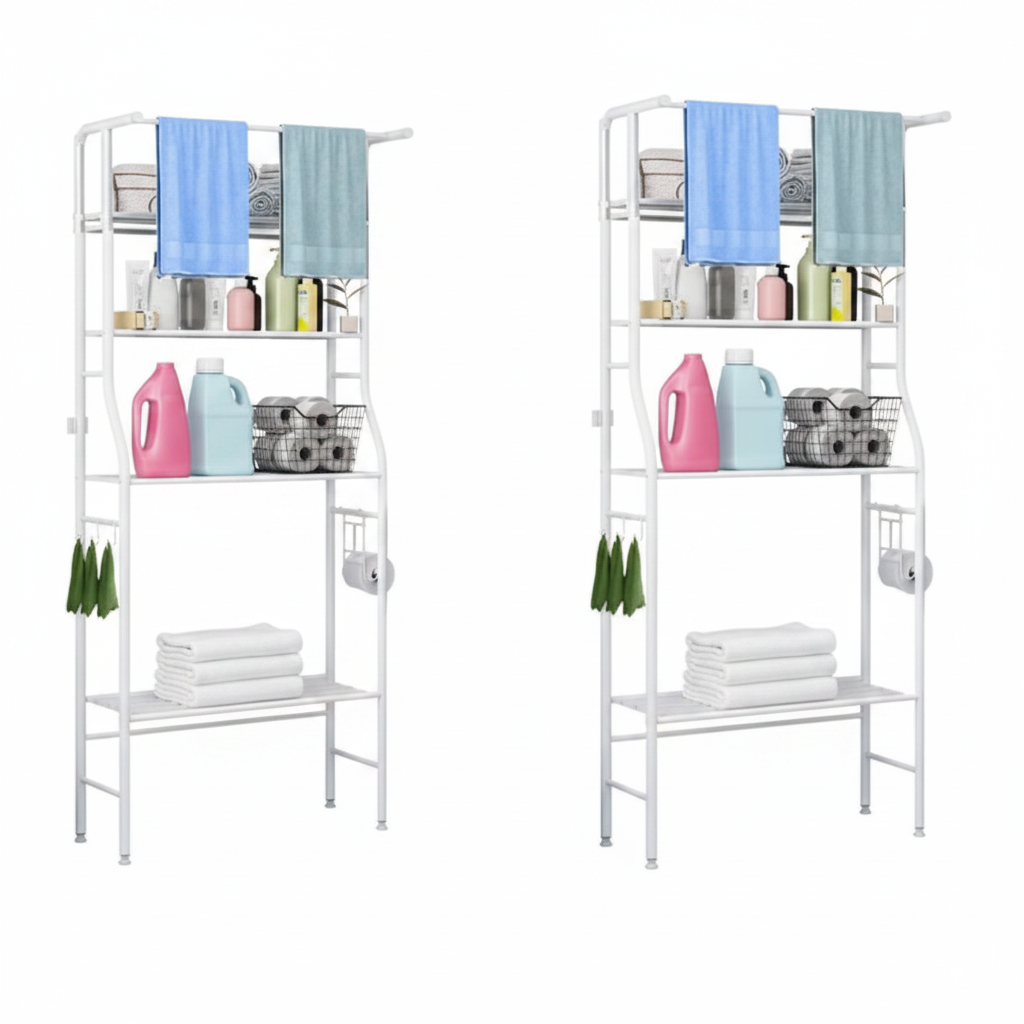 3-Tier Over-Toilet Bathroom Storage Rack with Towel Bar