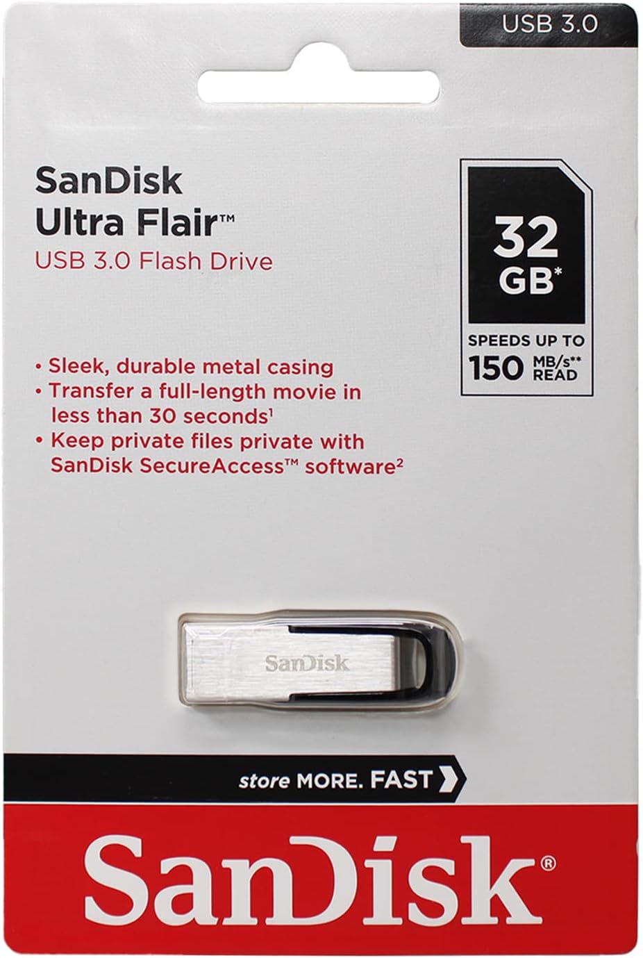 SanDisk Ultra Flair 32GB USB Flash Drive - Silver