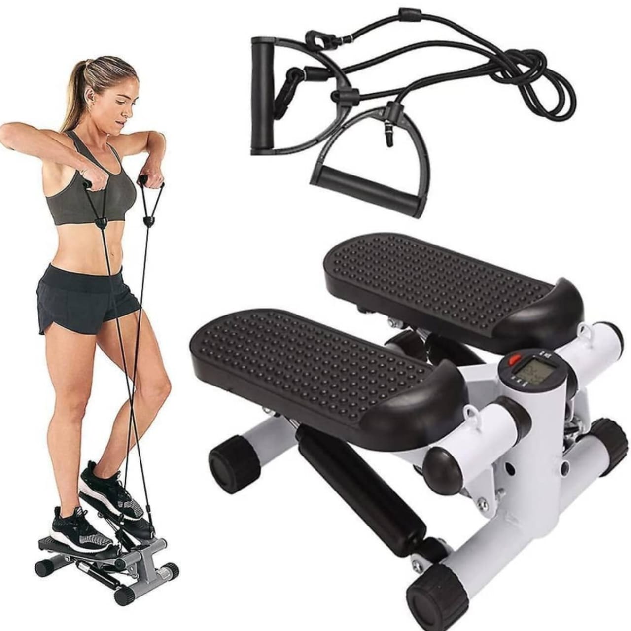 Exercise mini stepper with bands