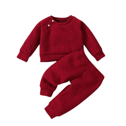 Baby Girls Autumn Winter Twist Knitting Long Sleeve Sweatshirt -Red