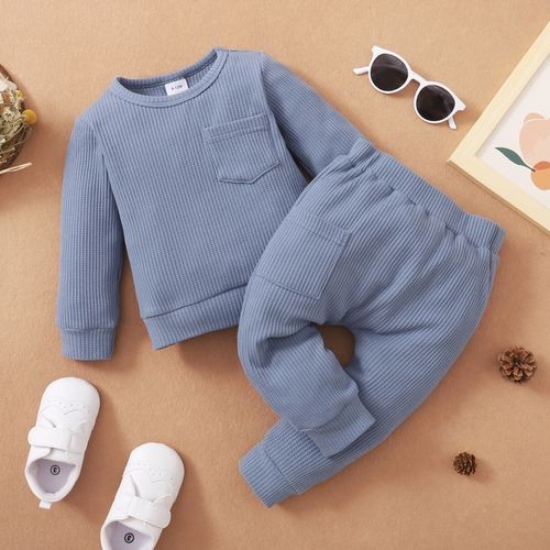 Baby Boys Basic Style Long Sleeves Clothes Set -Blue