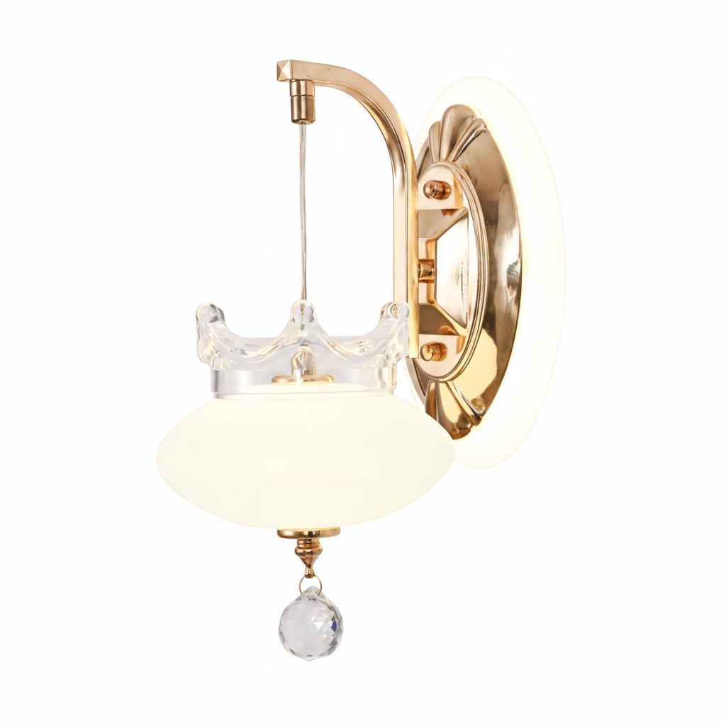 WL-0042 Luxury Gold Crown Crystal Wall Bracket Light