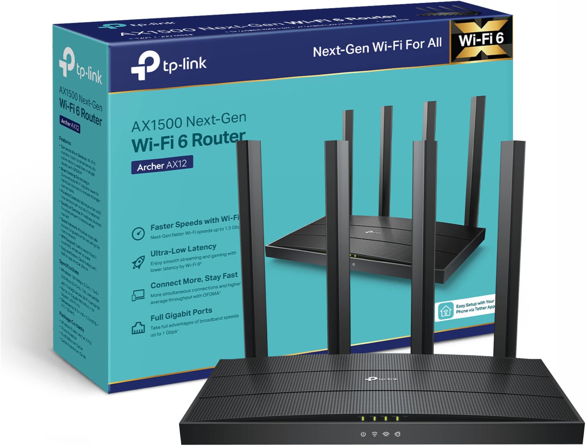 TP-Link Archer AX1200 Wi-Fi 6 Router - Black