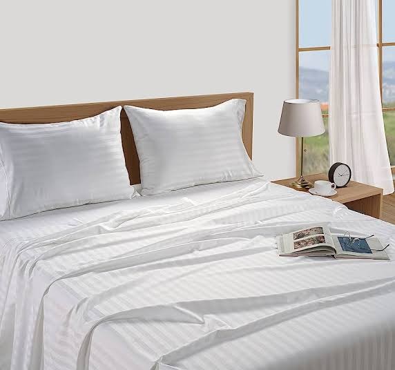 6*6 Strips Double Cotton-Satin Bed sheets.