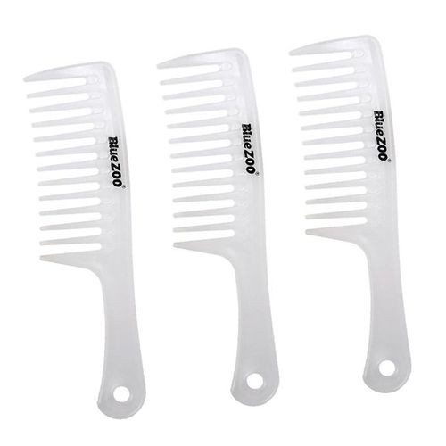 3 Pcs Wide Tooth Detangling Hair Comb With Handles Comb White