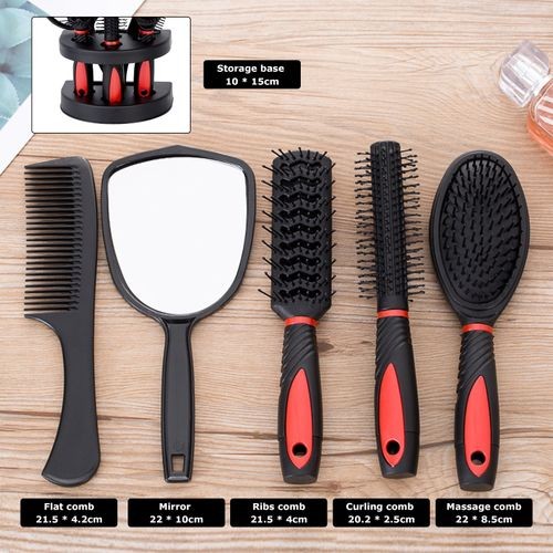 Set Of 5 Hair Combs Mirror Set Professional Salon Hair