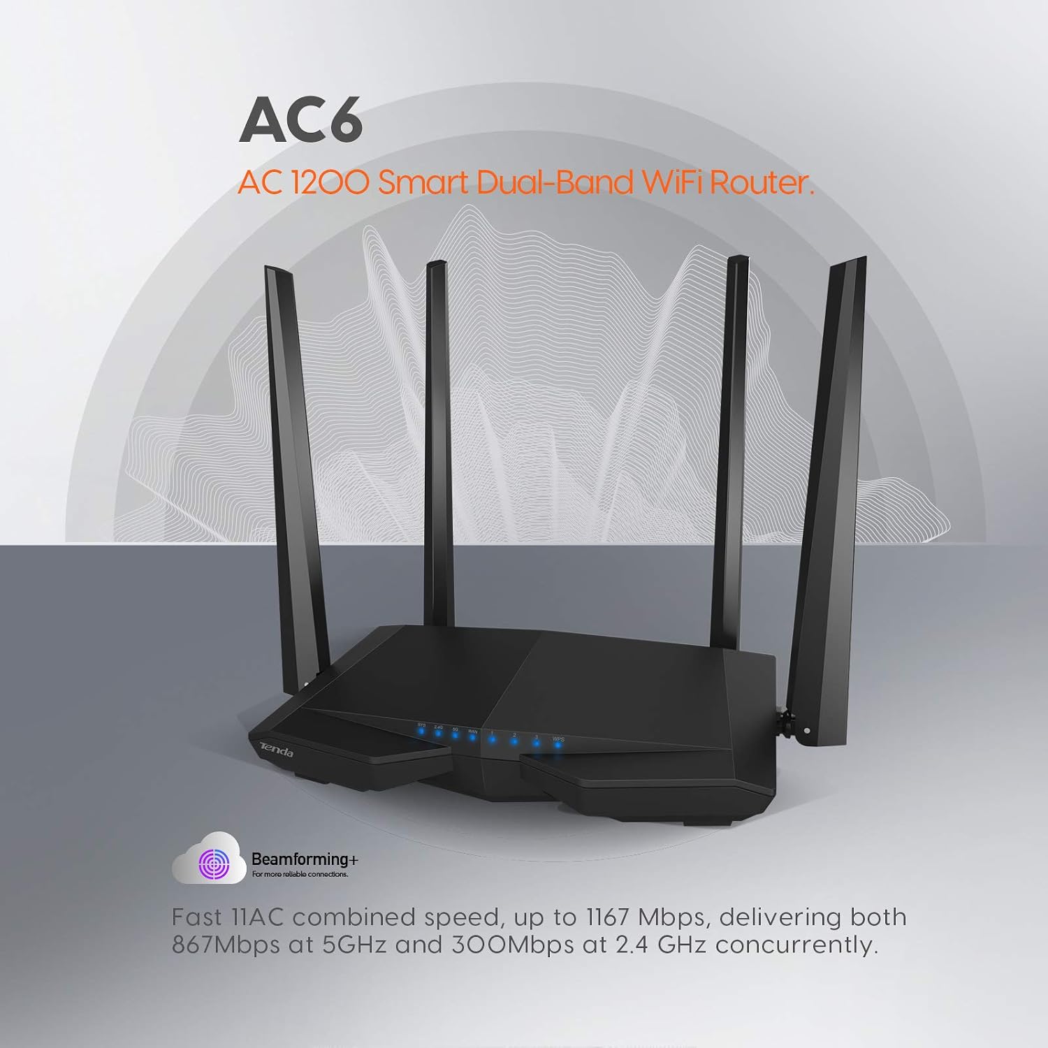 Tenda AX1200 Wi-Fi 6 Router - Black