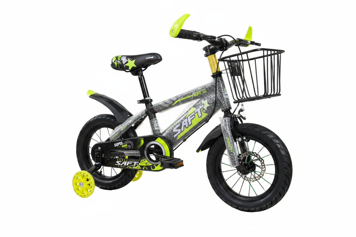 Safi Kids Bicycle with Training Wheels, Basket & Front Suspension