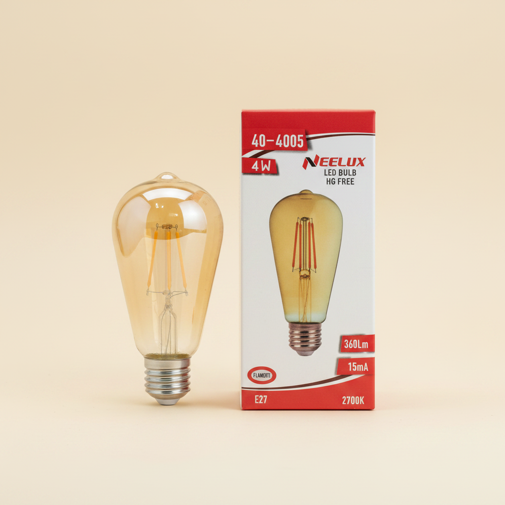 Neelux 4W ST64 Edison LED Filament Bulb E27 - Warm White 2700K