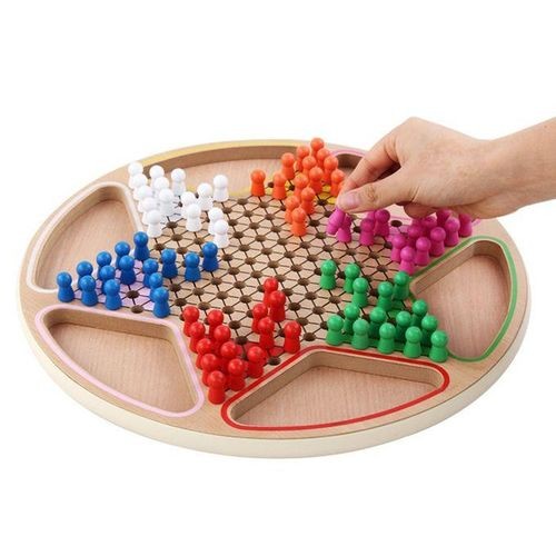 2 In 1 Chinese Checker Wooden Board Game For Family Kids