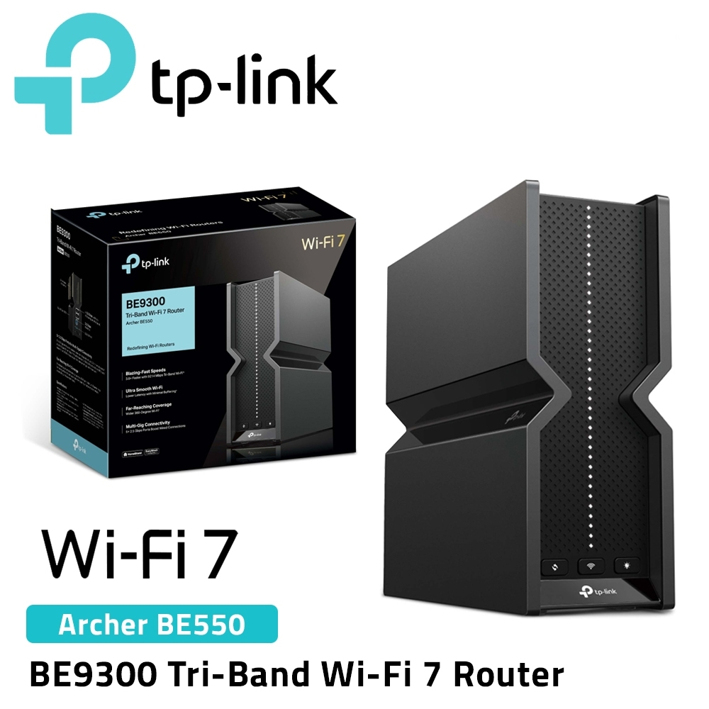 TP-Link Archer BE550 BE9300 Wi-Fi 7 Router - Black