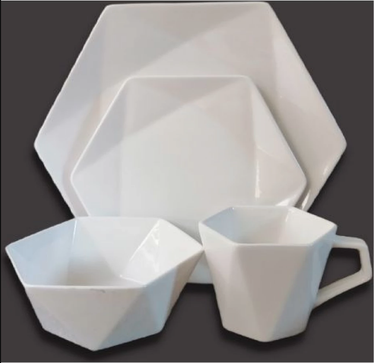 HexaDine: Elegant White 24-Piece Dining Collection