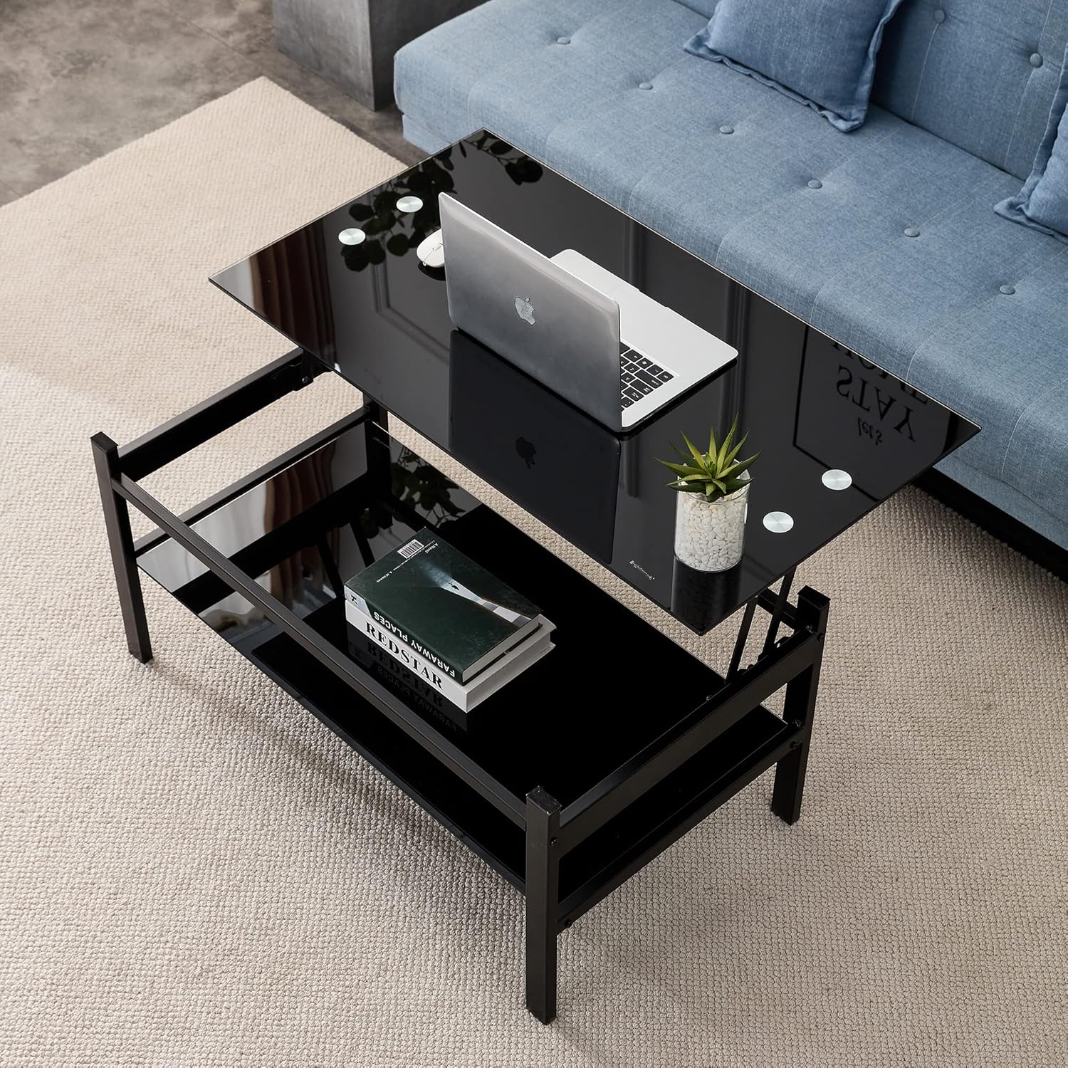 Coffee Table - Glass Top - Black