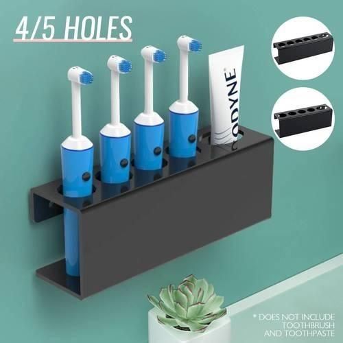 4 Holes Toothbrush Holder Toothpaste Hooks Tooth Brush Holder Wall Mounted Stand Rack Cap Bathroom Storage Rack