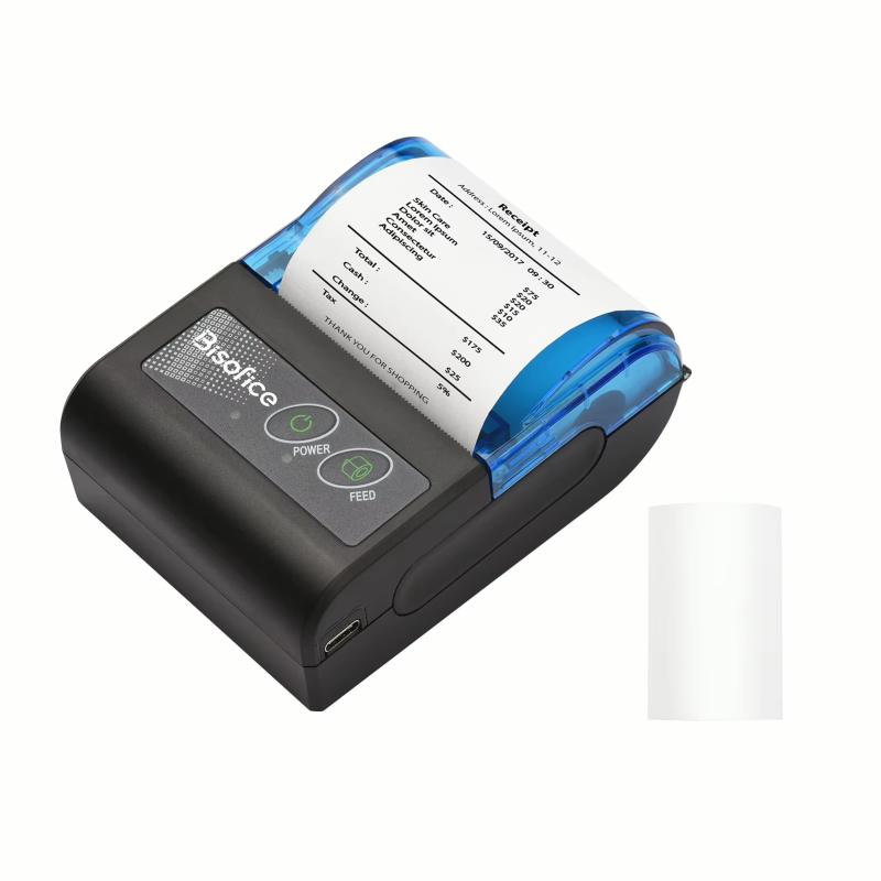 Portable Mini Thermal Printer 2 inch Wireless USB Receipt Bill Ticket Printer with 58mm Print Paper for Restaurant