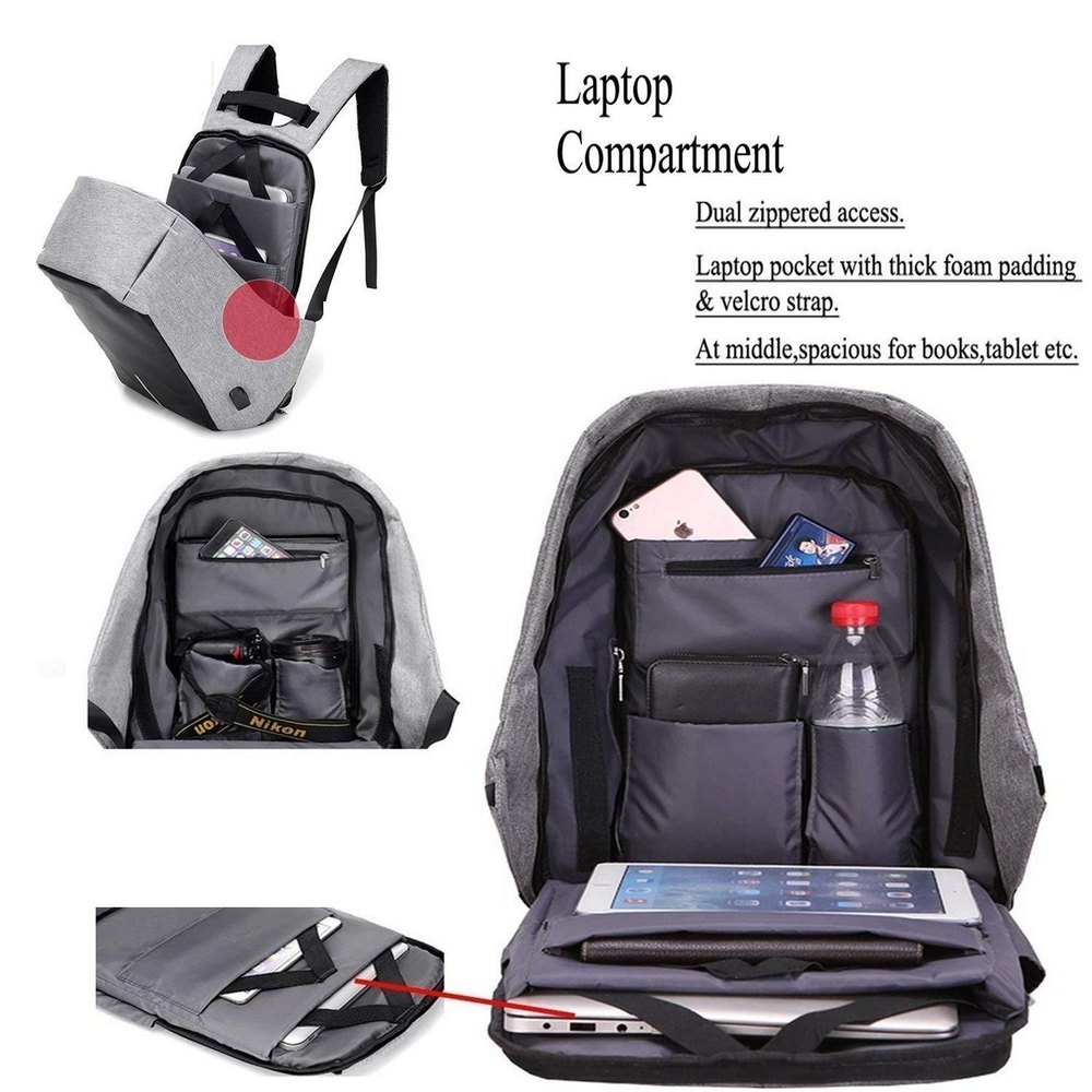 Laptop Backpack - Anti-Theft - Gray