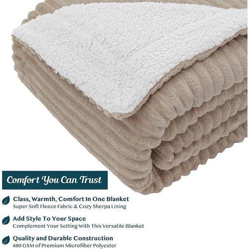 5 by 6 Coral Soft Fleece Blanket -Taupe