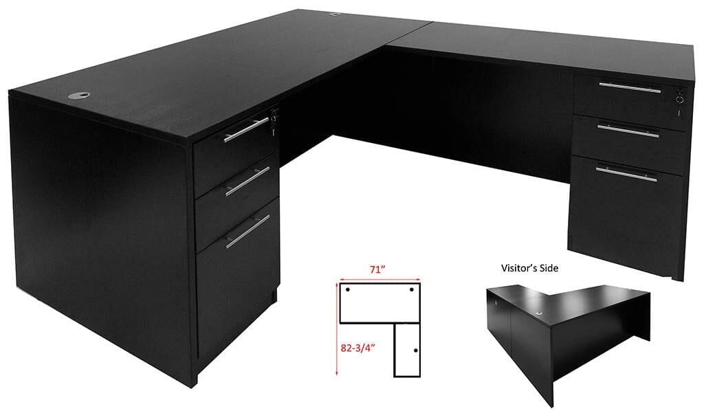 Office Desk - L-Shaped - Black