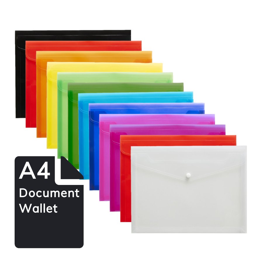 A4 Document Wallet - Colored - 100 Pack
