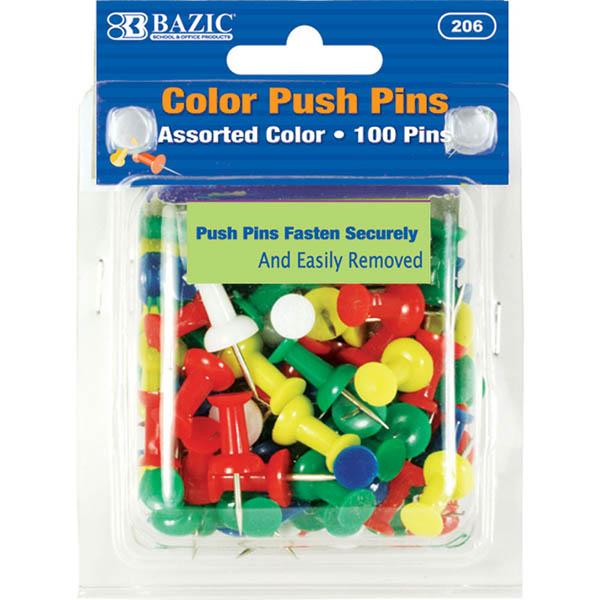 Push Pins - Colored - 100 Pack