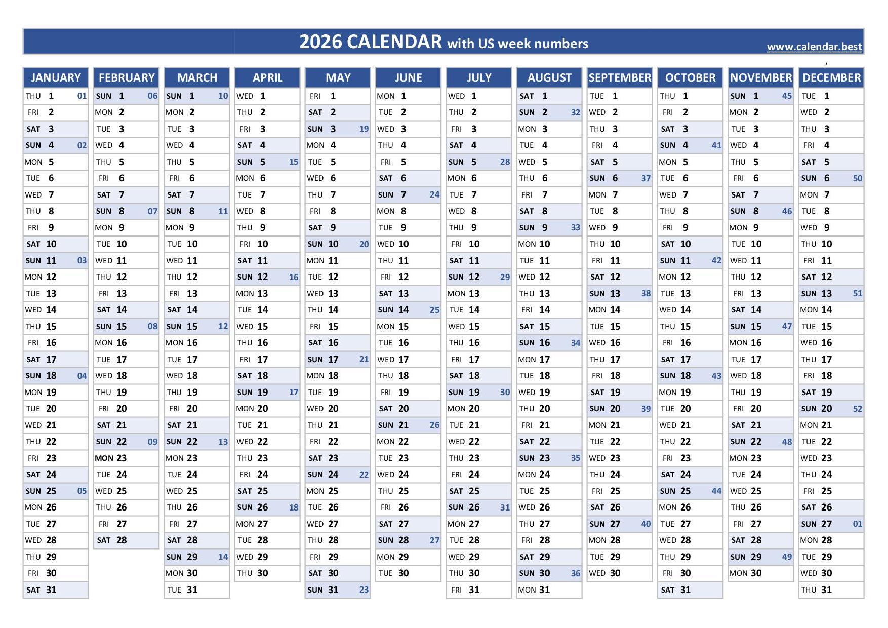 2026 Calendar