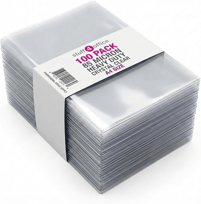 A4 Document Wallet - Clear - 100 Pack