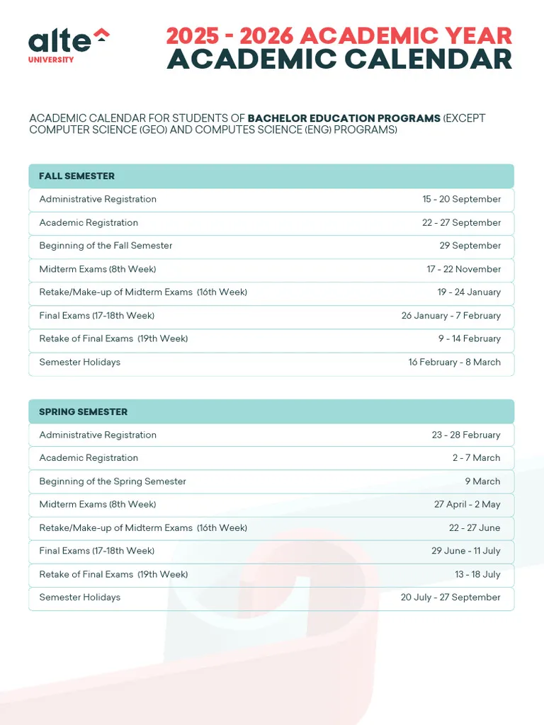 Academic Calendar