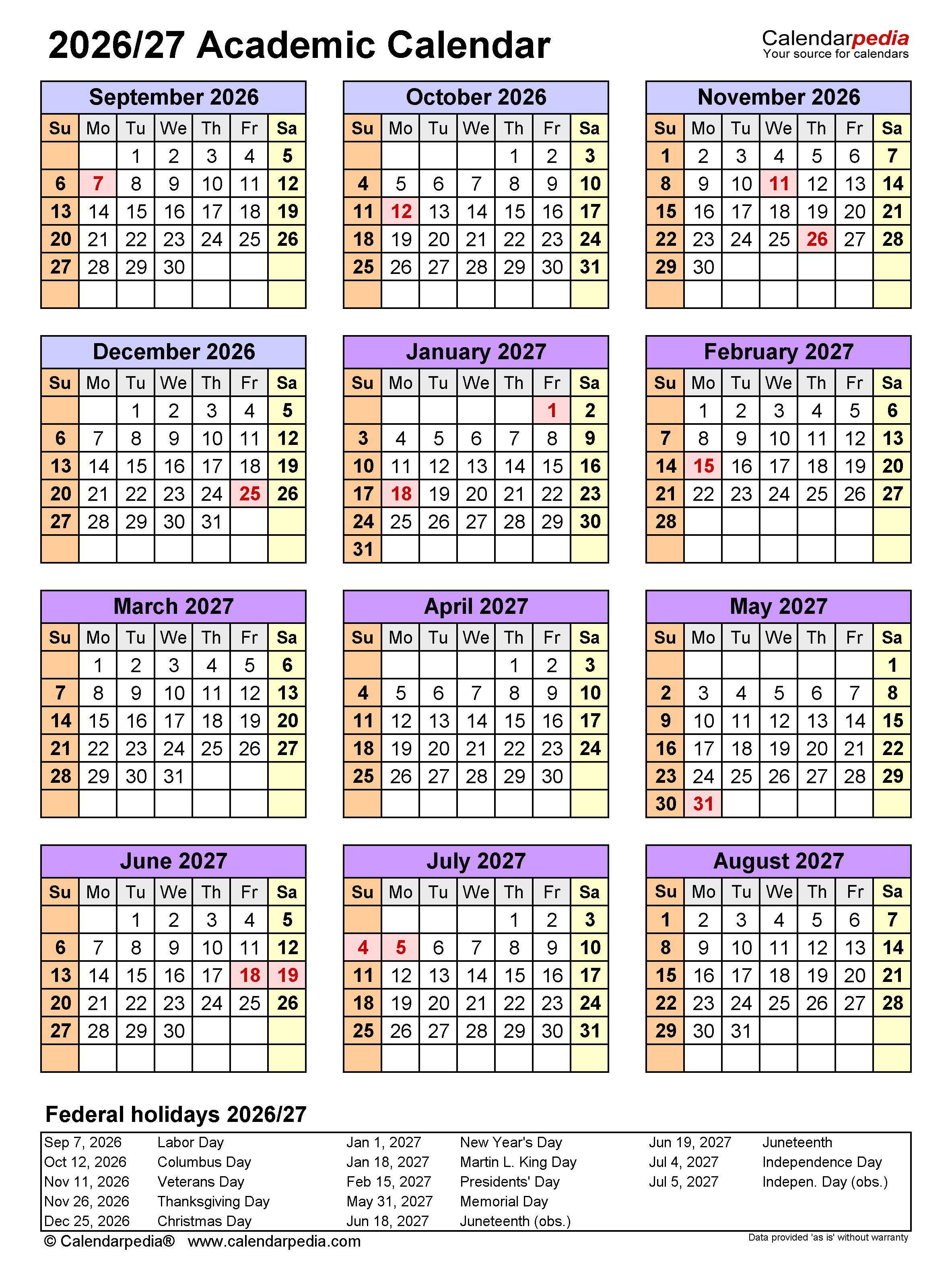 Academic Calendar