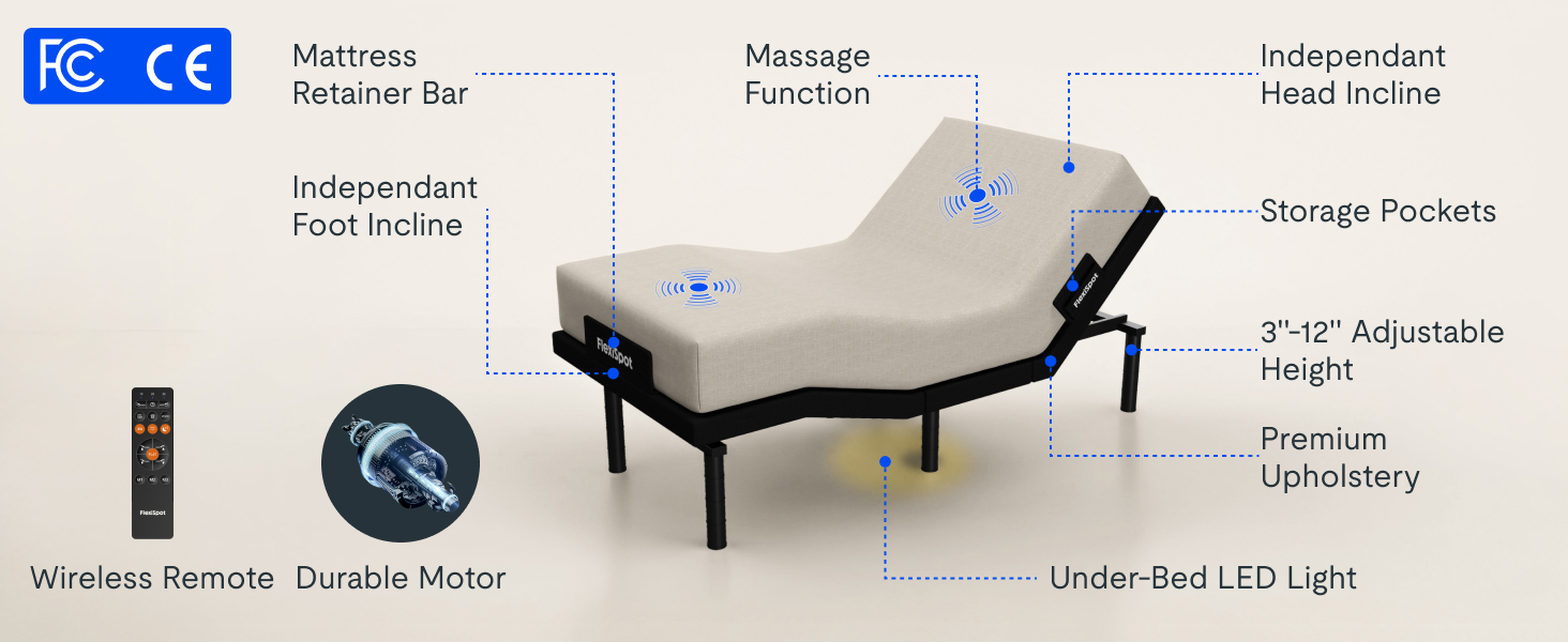 Adjustable Bed Base - Double 12 inch Cooling