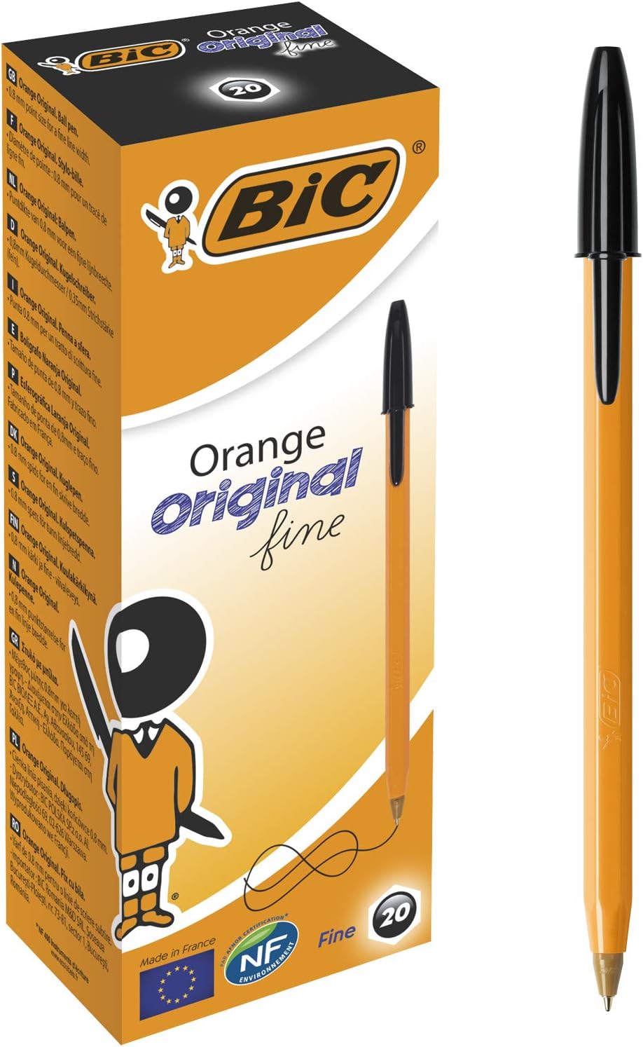 BIC Orange Fine Point Pen - Black - 12 Pack