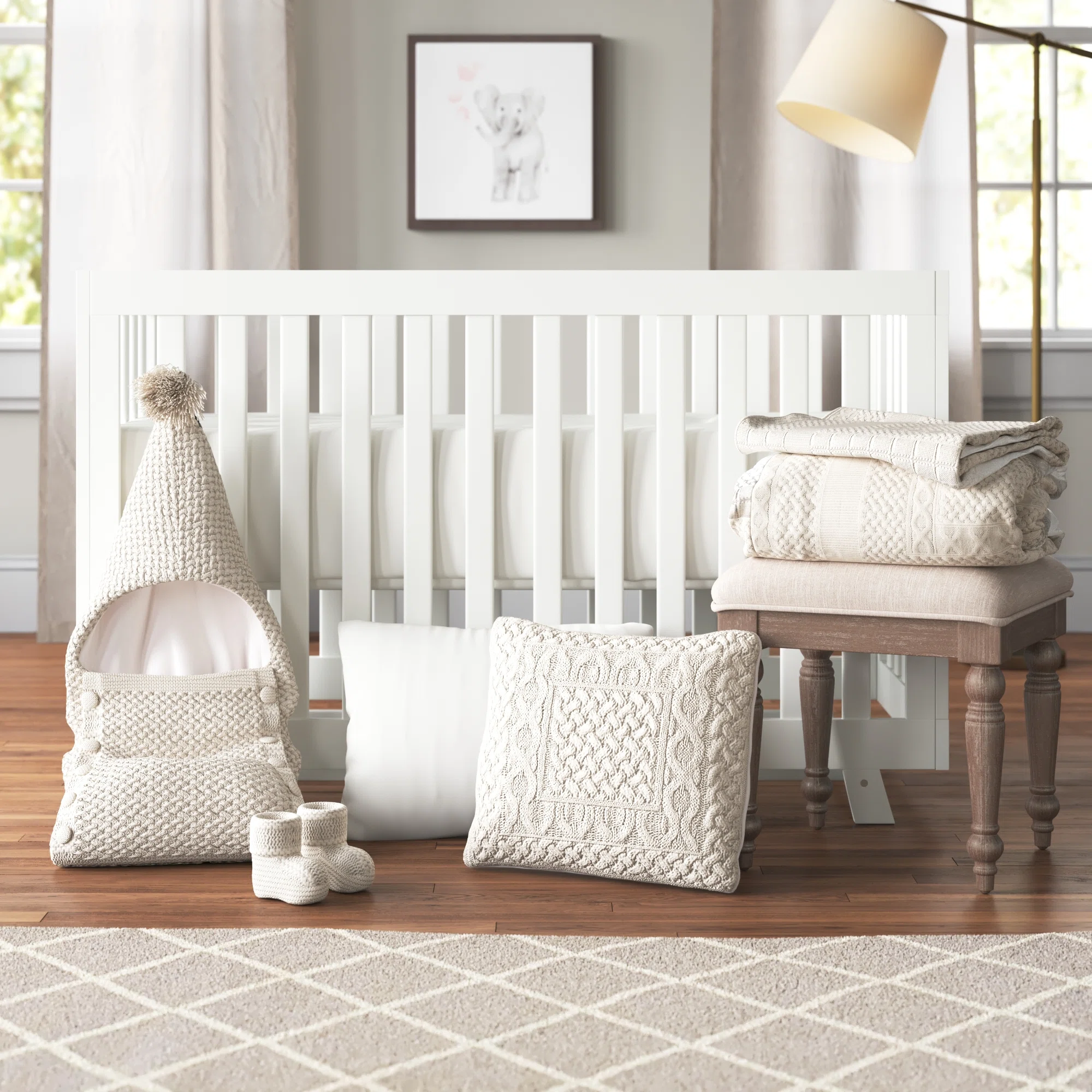 Baby Bedding Set - Crib - 7 Piece - Neutral