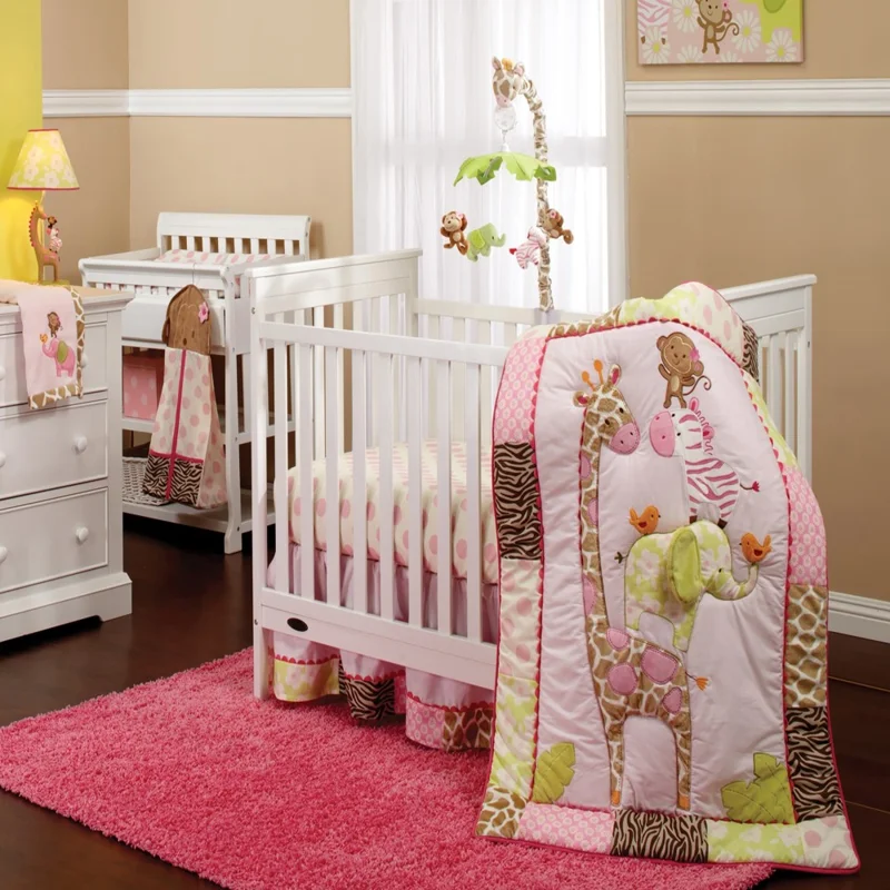 Baby Bedding Set - Crib - 7 Piece - Pink