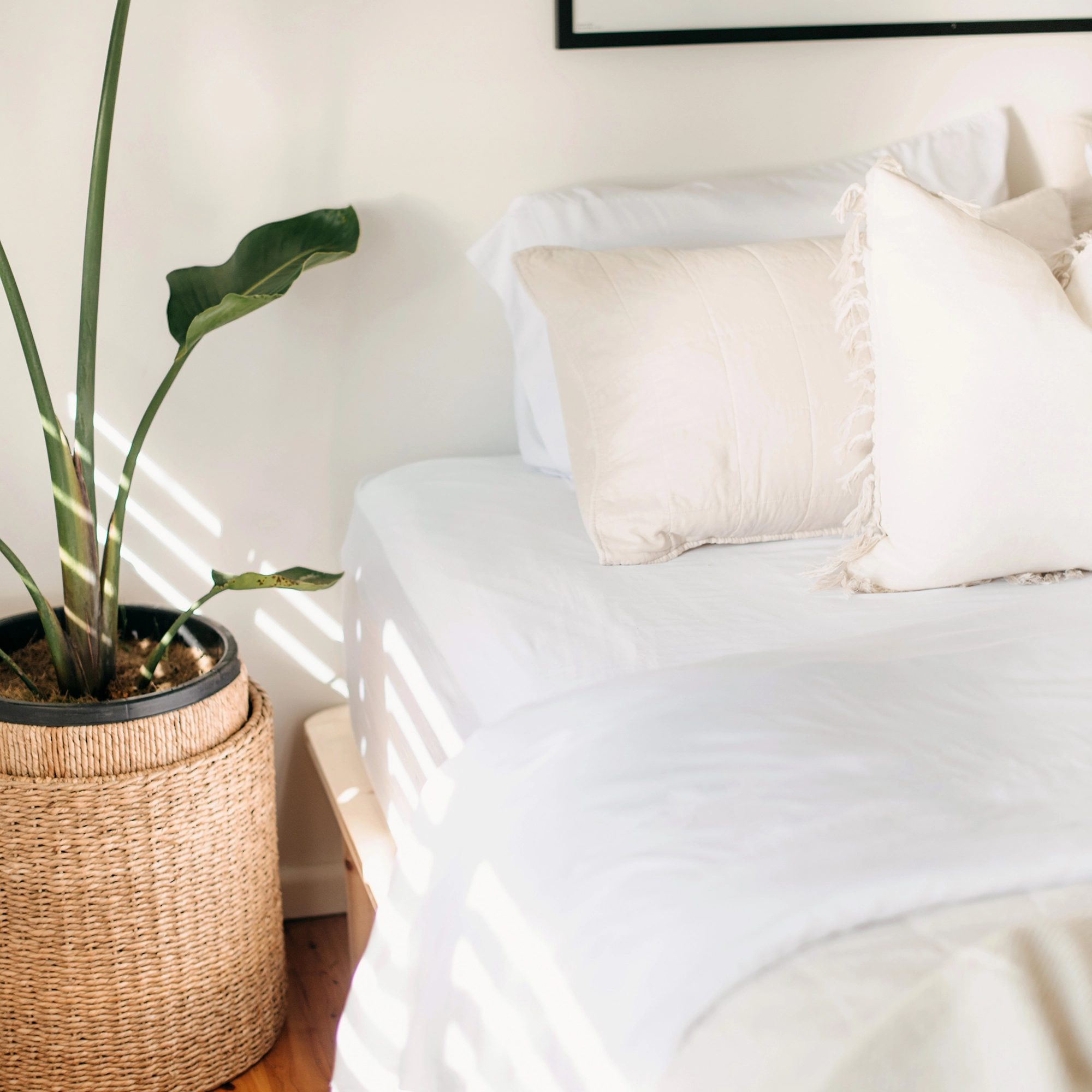 Bamboo Bed Sheet Set - Double - 4 Piece - White