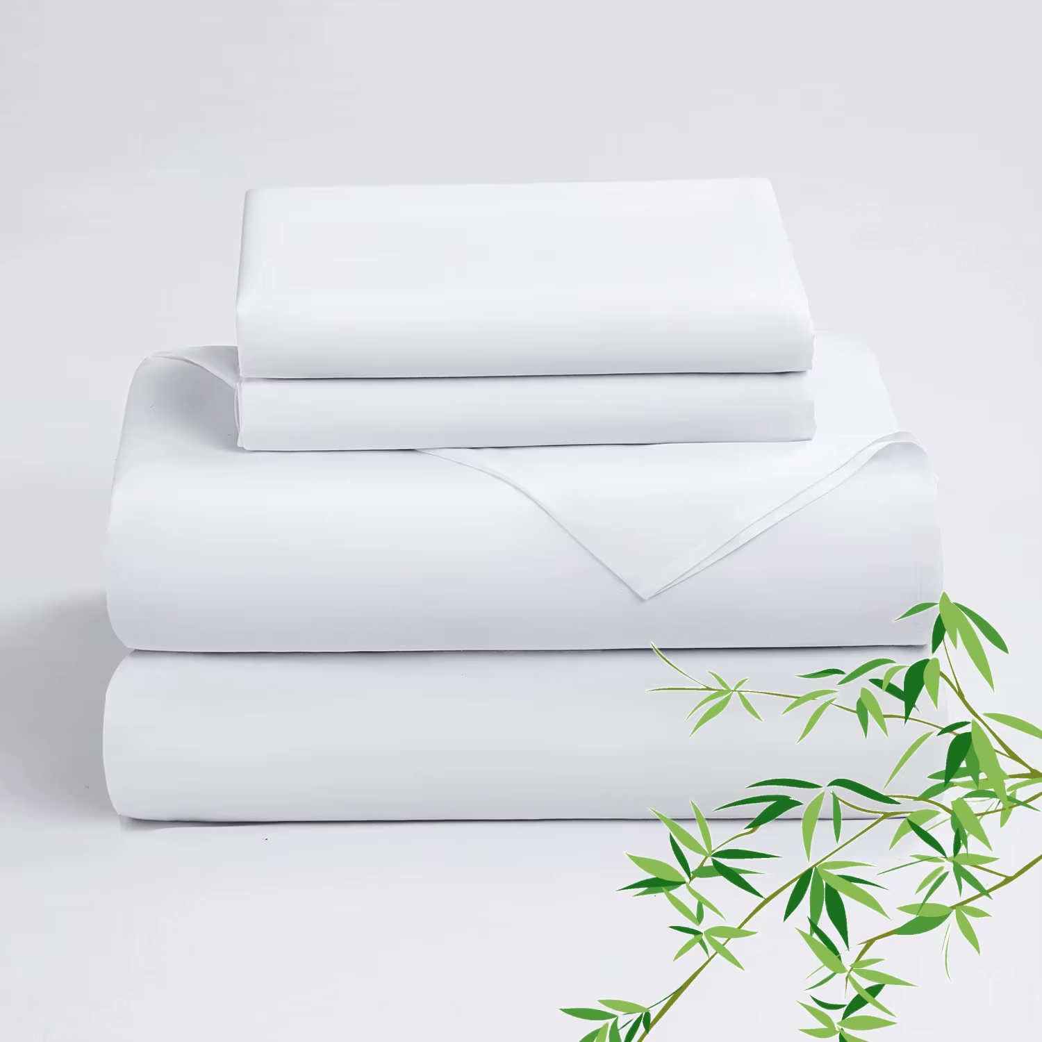Bamboo Bed Sheet Set - Single - 4 Piece - White