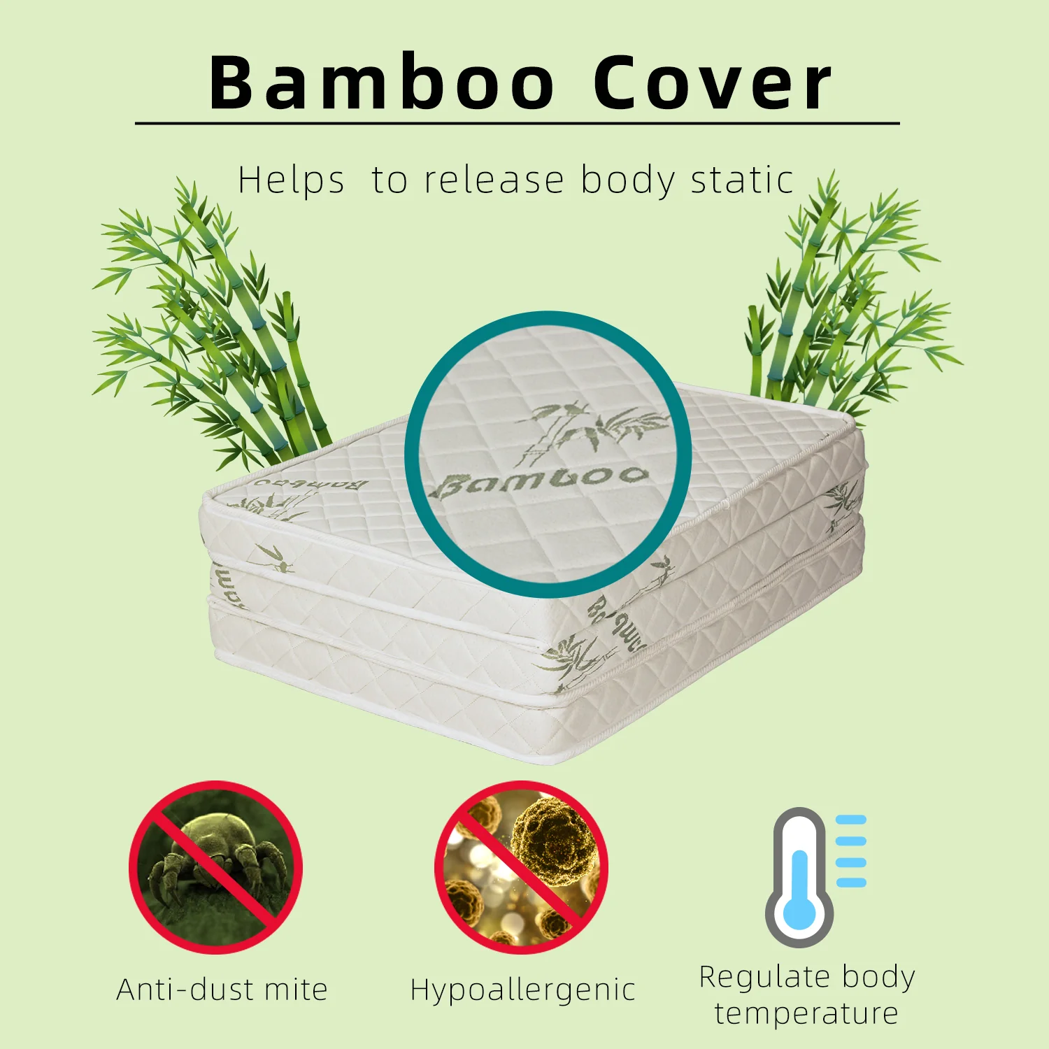 Bamboo Foam Mattress - Double 12 inch Hypoallergenic