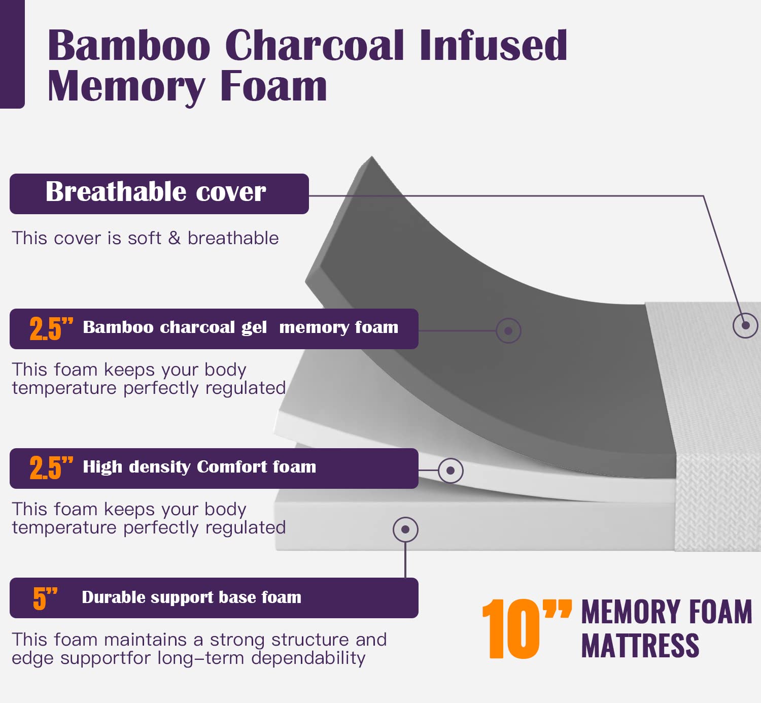 Bamboo Foam Mattress - King 10 inch Eco-friendly