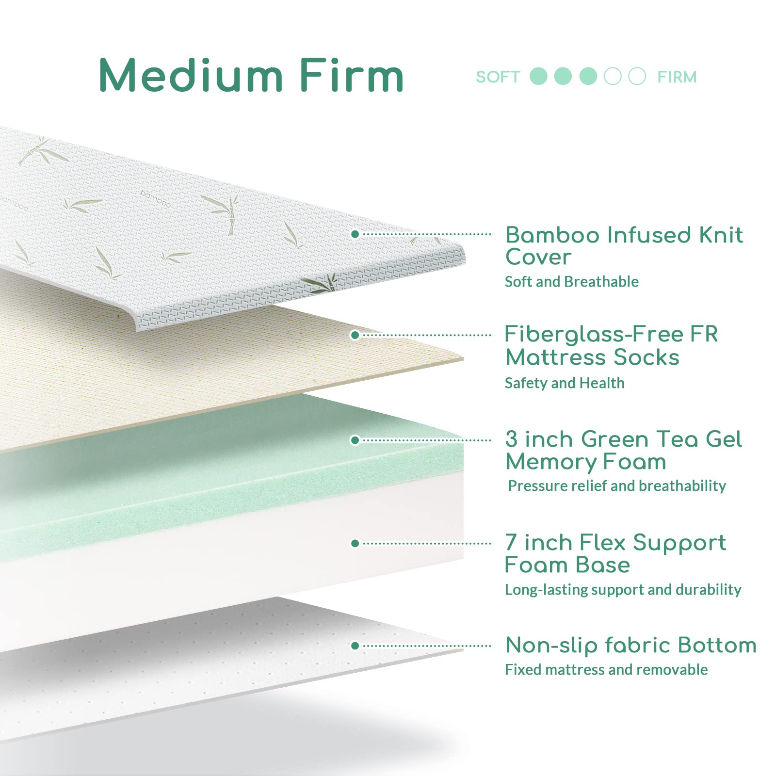 Bamboo Foam Mattress - King 10 inch Hypoallergenic