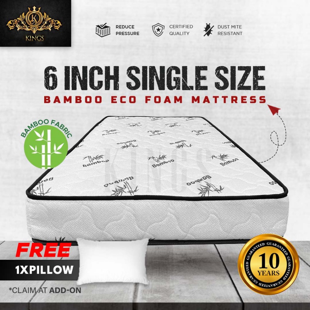Bamboo Foam Mattress - Single 6 inch Firm Support