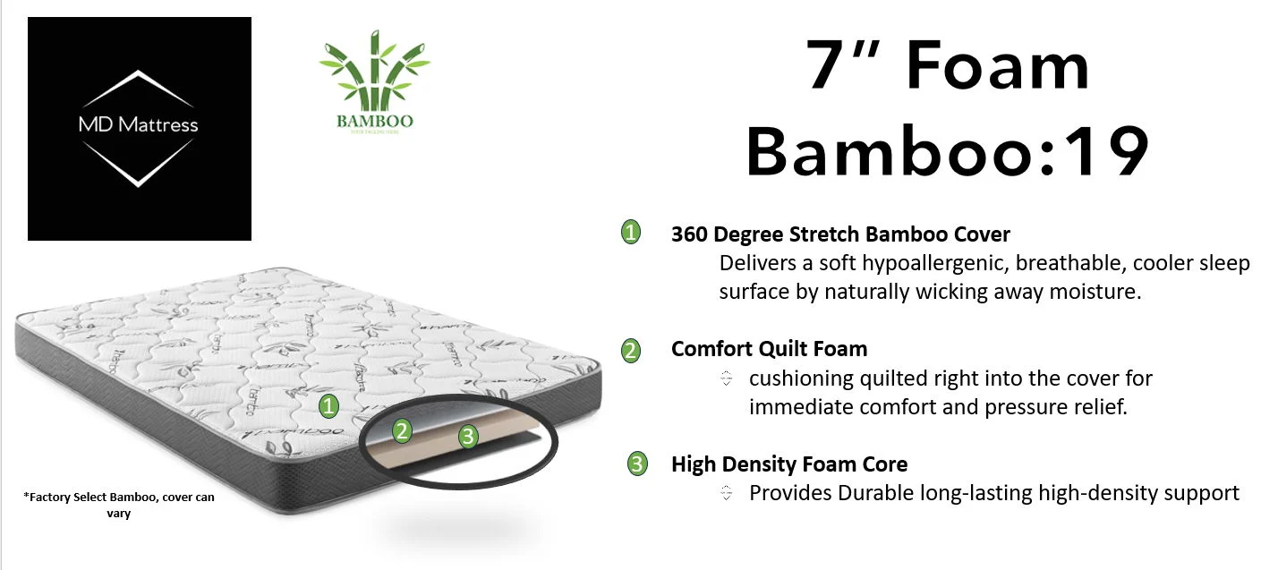 Bamboo Foam Mattress - Twin XL 6 inch Firm Support
