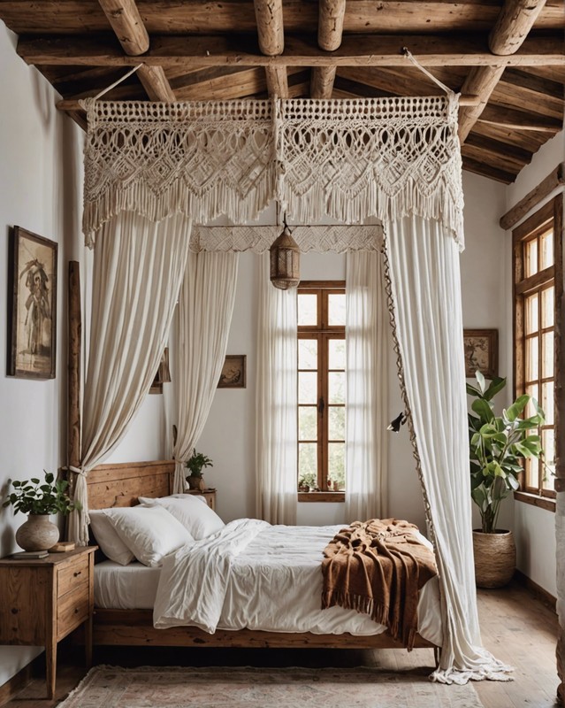 Bed Canopy - Boho Style - Macrame - White