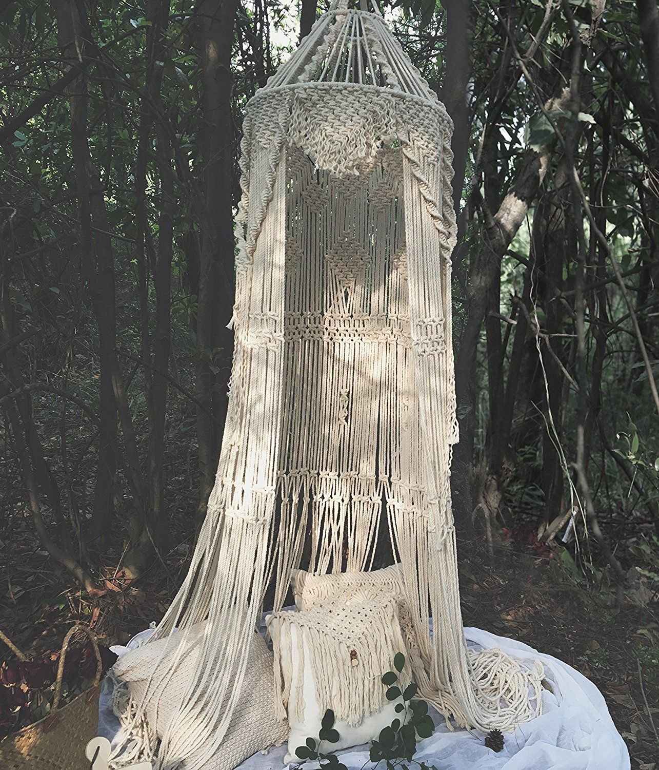 Bed Canopy - Boho Style - Macrame - White