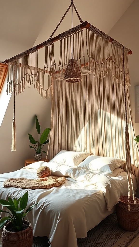 Bed Canopy - Boho Style - Macrame - White