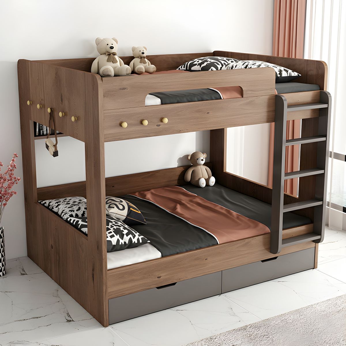 Bunk Bed - Wooden - Brown