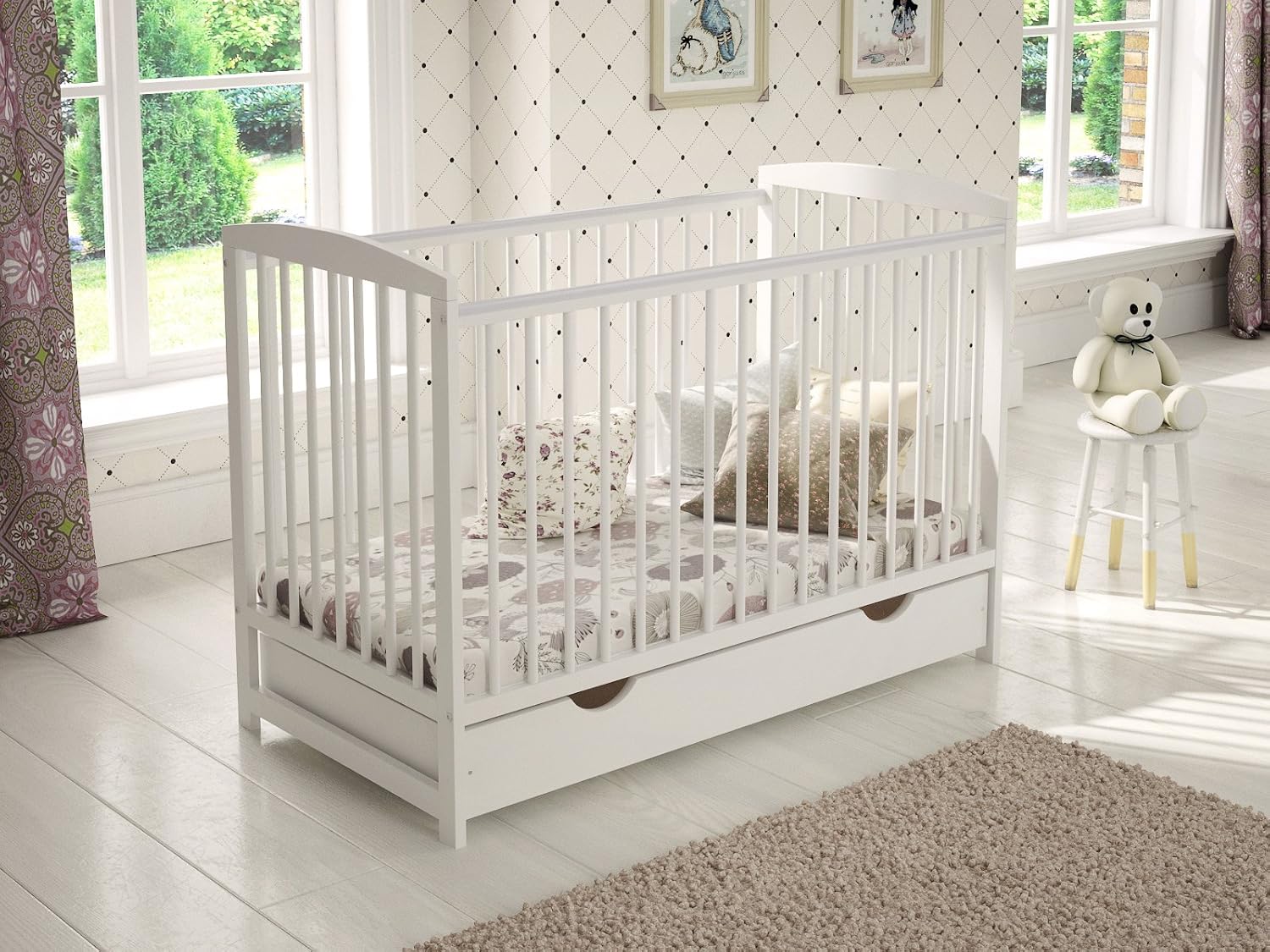 Cot - Baby - Wooden - White