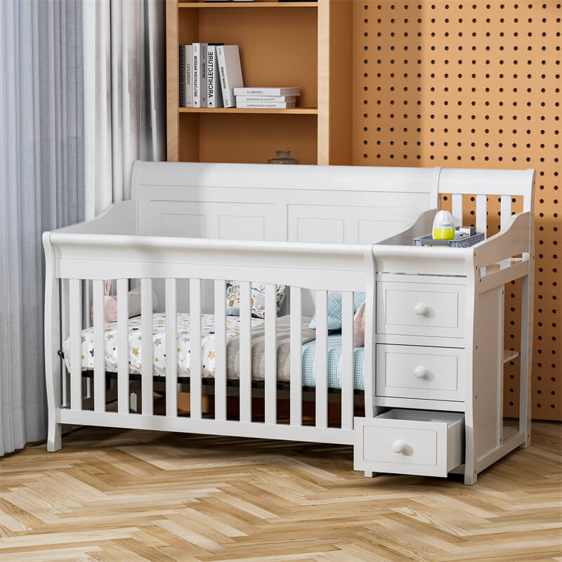 Cot - Baby - Wooden - White